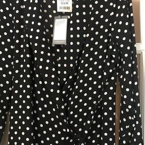 Adrianna Papell Black and White Dotted Blouse